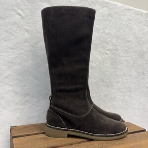 Amanda Smith Brown Suede Knee-High Boots Flat Riding Boho Style Size 7.5M